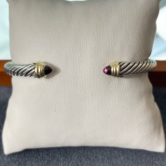 David Yurman 925 & 14k Gold 5mm Cuff with Pink Tourmaline-Medium - Picture 9 of 9
